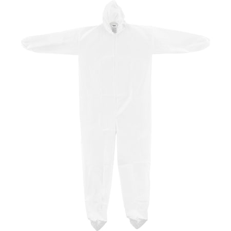 Global Industrial Disposable Microporous Coverall Elastic Hood & Boots White Large, 25PK 708191L
